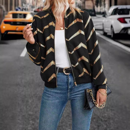 Women's T-Shirt T-Line Jacket with Bronzing Print