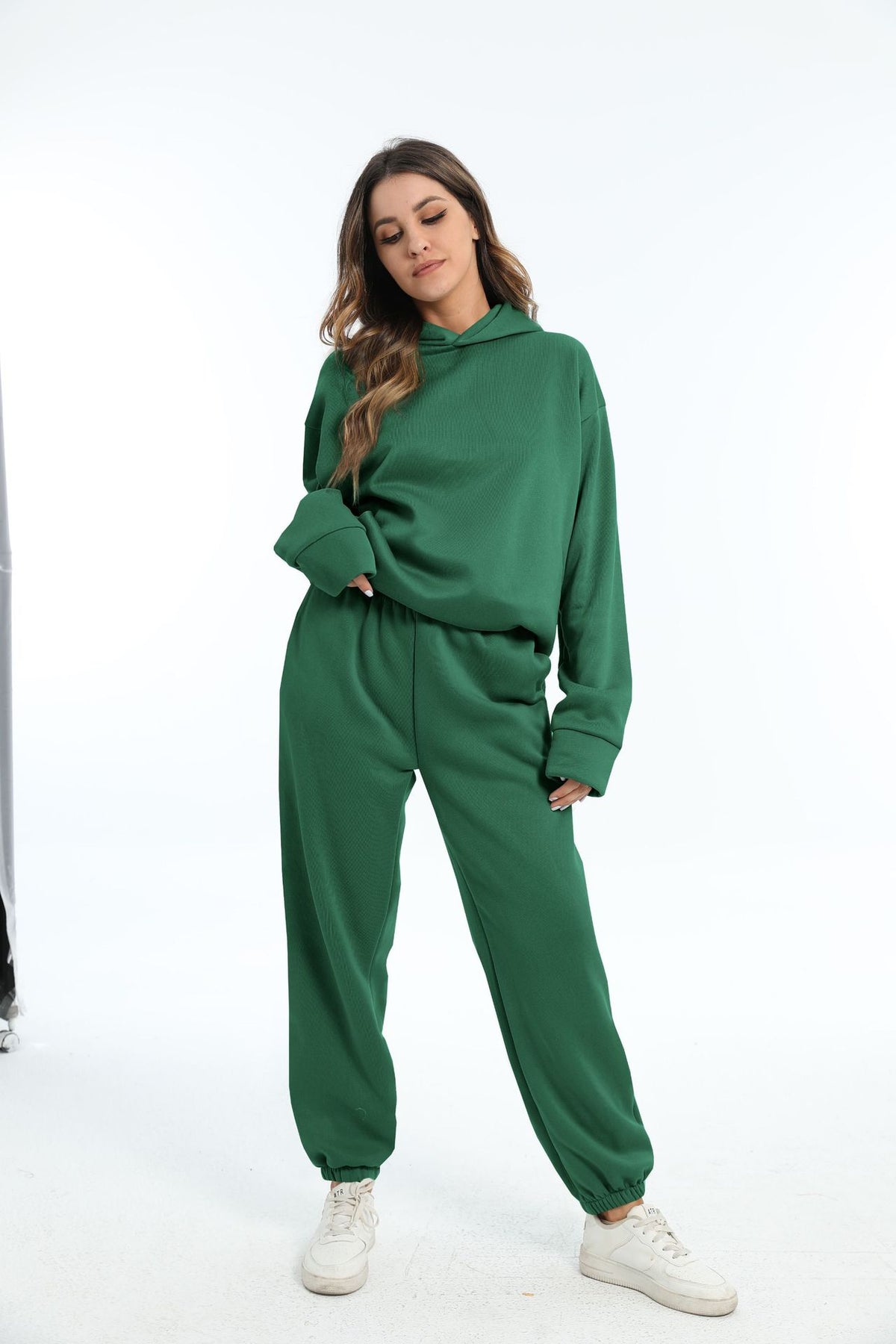 Fleece Hoodie Sweatpants Set Women 2 Piece Lounge