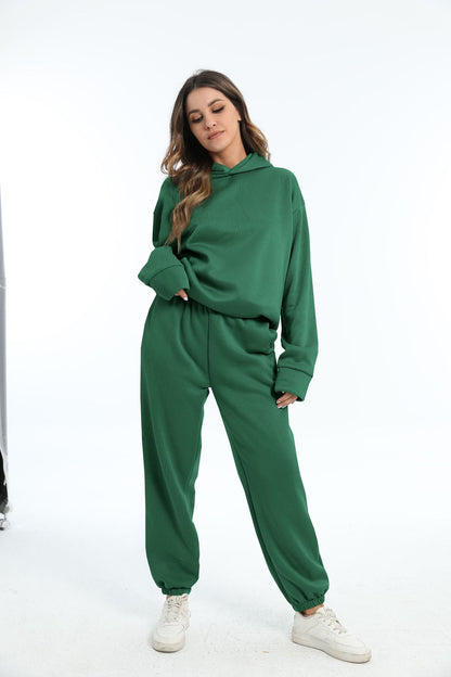 Fleece Hoodie Sweatpants Set Women 2 Piece Lounge