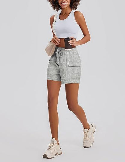 Women's High-Waisted Drawstring Cargo Shorts – Casual Summer Shorts