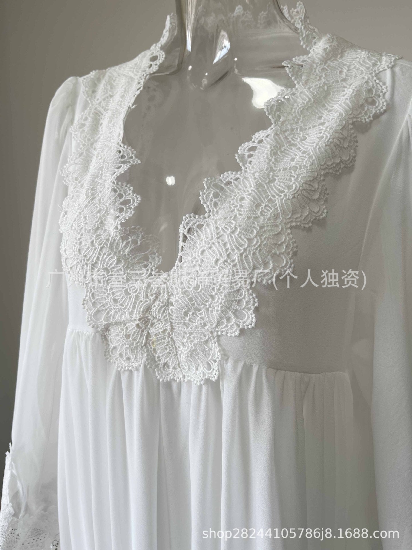 Women's Boho Lace Chiffon Long Sleeve Maxi Dress