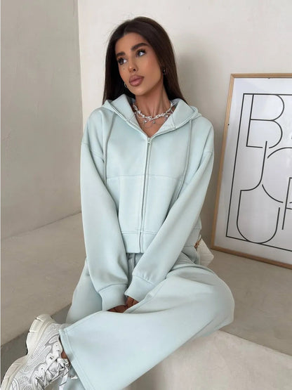 Women's Zip Up Hoodie Sweatpants Two Piece Set