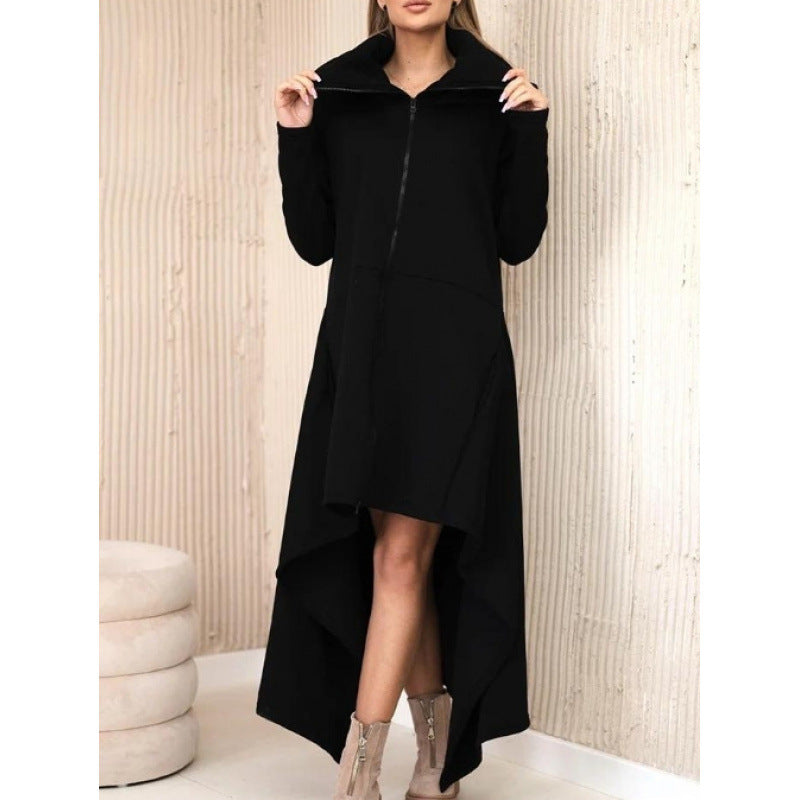 Women Oversized Zip Up Hoodie Dress Fleece Long Sweatshirt
