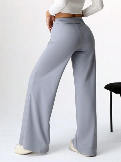 Black High Waist Wide Leg Palazzo Pants for Women