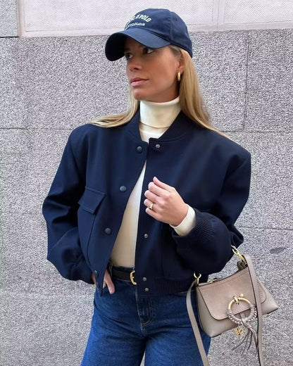 Women's Utility Jacket Stand Collar Pockets Streetwear