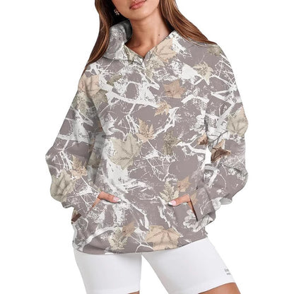 Women's Oversized Nature Print Hoodie Pullover