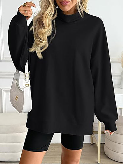 Women's Oversized Mock Neck Sweatshirt Casual Pullover
