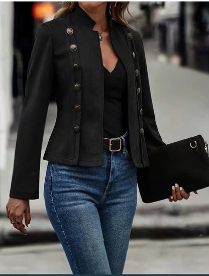 Women's Vintage Suede Jacket Double Breasted Long Sleeve