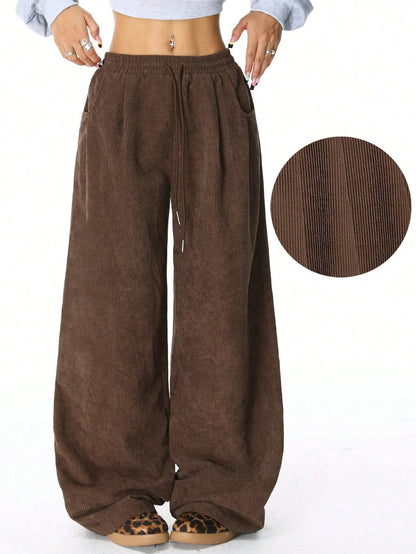 Women's High Waist Wide Leg Drawstring Casual Lounge Pants