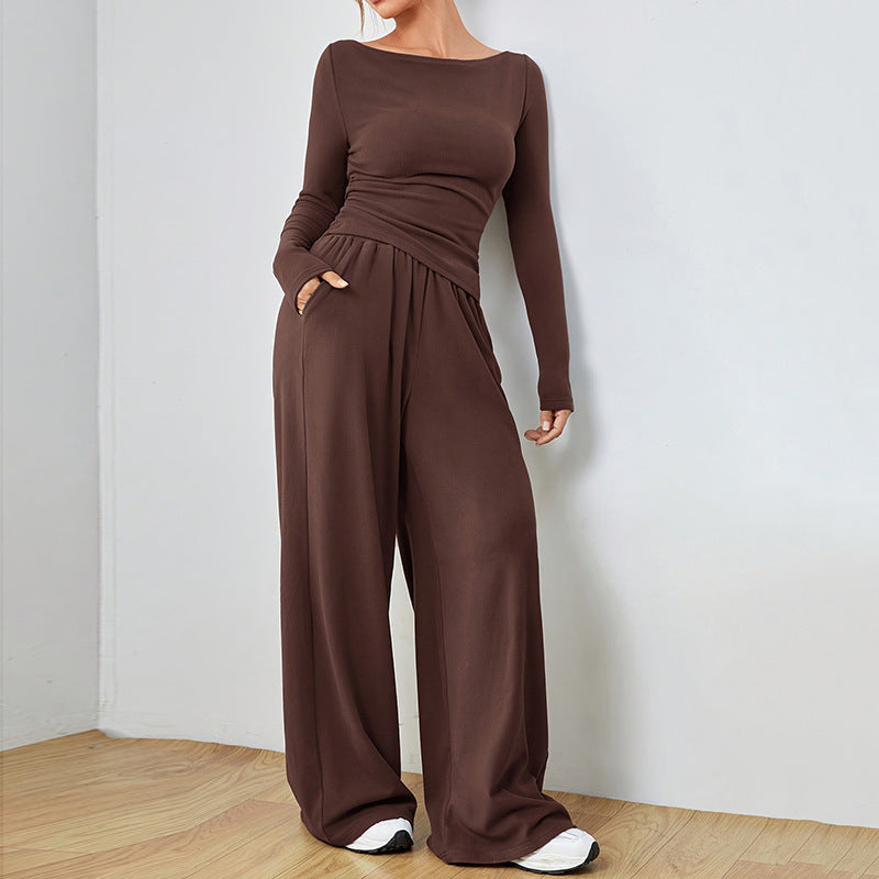 Women's Soft Lounge Two Piece Set Wide Leg Pants
