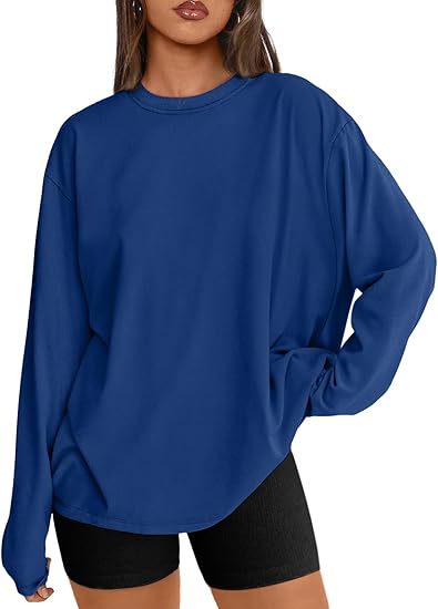 Women's Oversized Long Sleeve Crew Neck Boyfriend Tee