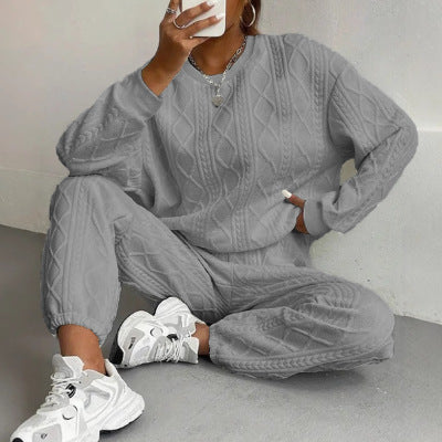 Women's Oversized Quilted Knit Jogger Lounge Set