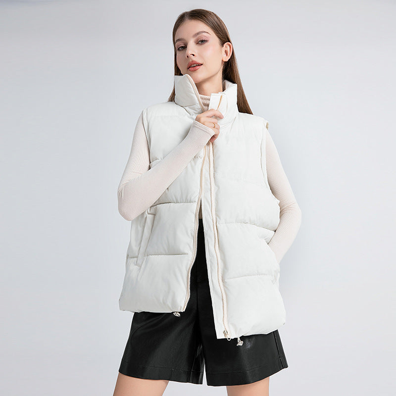 Women's Oversized Puffer Vest Stand Collar Zip Up Quilted