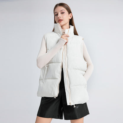 Women's Oversized Puffer Vest Stand Collar Zip Up Quilted