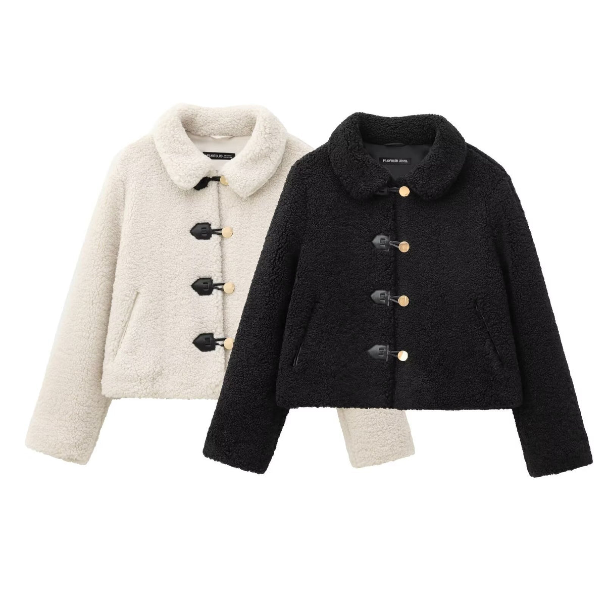 Women's Cropped Fleece Lapel Jacket Chic Short Coat
