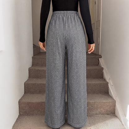 Pinstripe High Waist Wide Leg Dress Pants