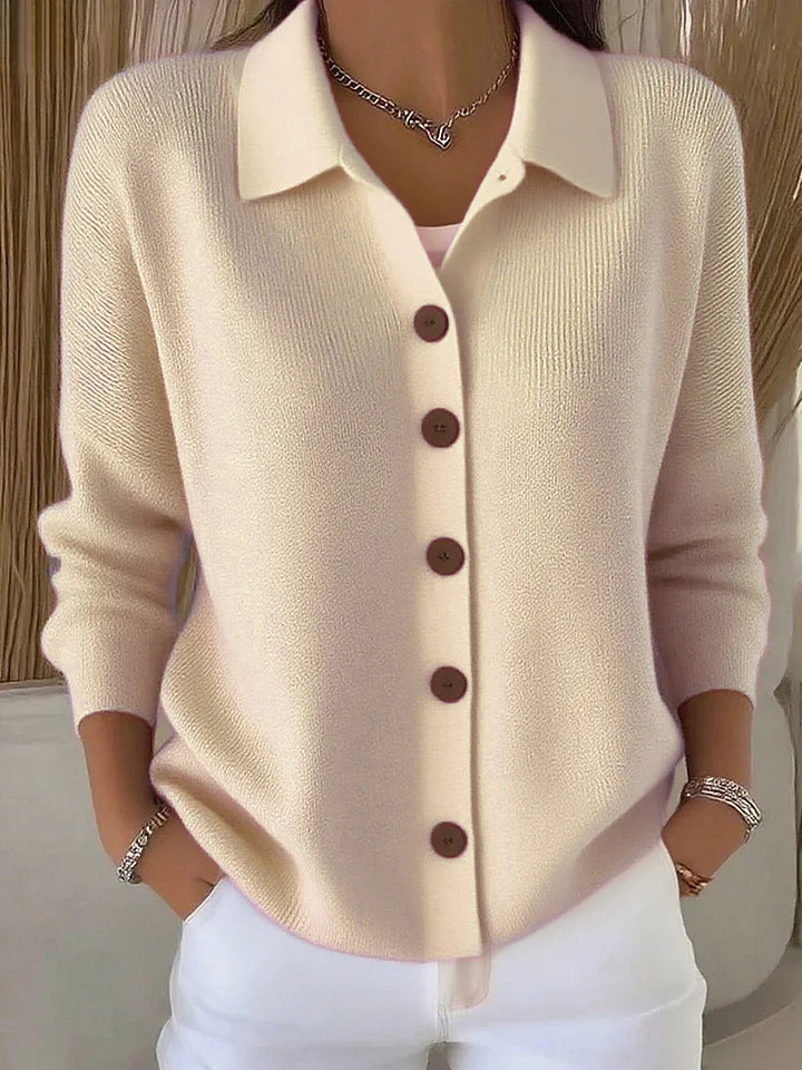 Women's Collared Button Down Knit Cardigan Sweater
