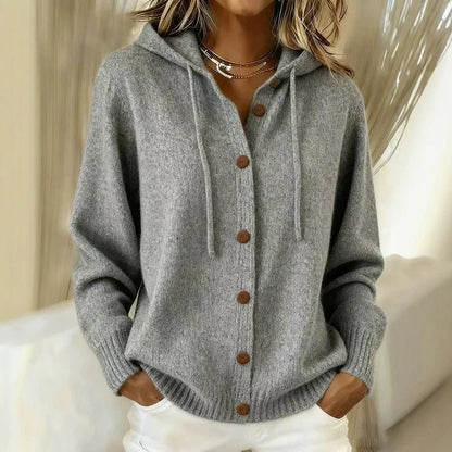 Women's Hooded Button Up Knit Cardigan Sweater