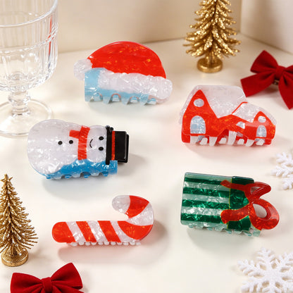 Christmas Hair Claw Clips Festive Holiday Winter Claws