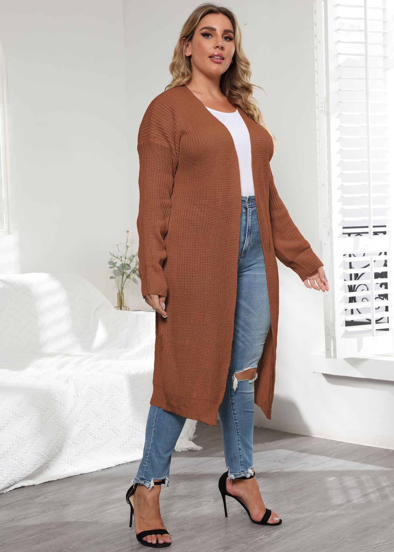 Women's Simple Fashion Medium and Long Sweater Cardigan