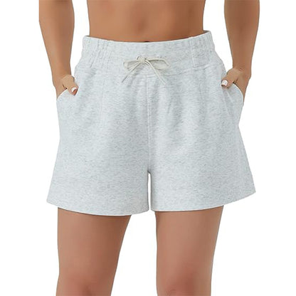 Women's High-Waisted Drawstring Sweat Shorts – Casual Lounge Shorts