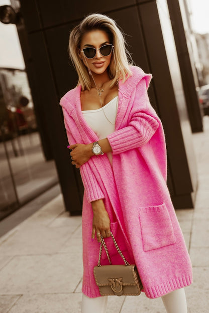 Oversized Hooded Letter Duster Cardigan