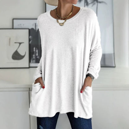 Women's Oversized Long Sleeve Pocket Tunic Top
