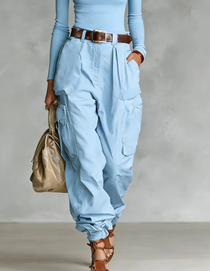 Women's Baggy Cargo Pants High Waisted Wide Leg Pockets