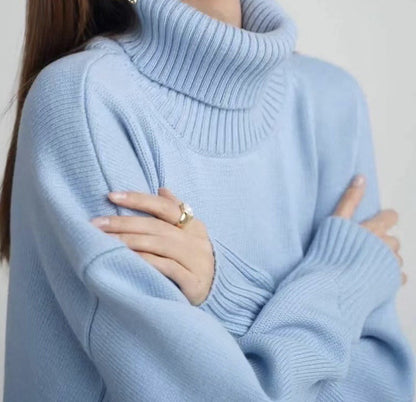 Women's Oversized Turtleneck Sweater Casual Knit Pullover