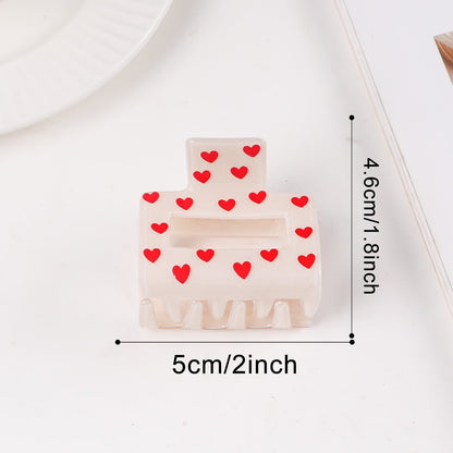 Heart Print Acrylic Hair Claw Clip Large Strong Hold