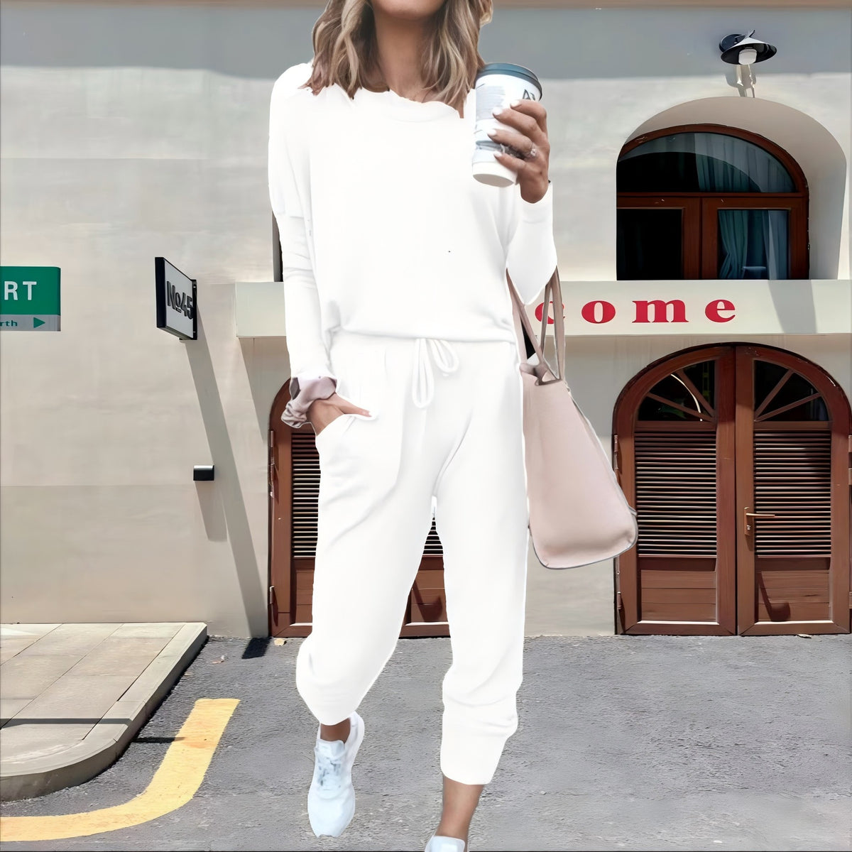 Women's Lounge Set Crew Neck Top Drawstring Joggers