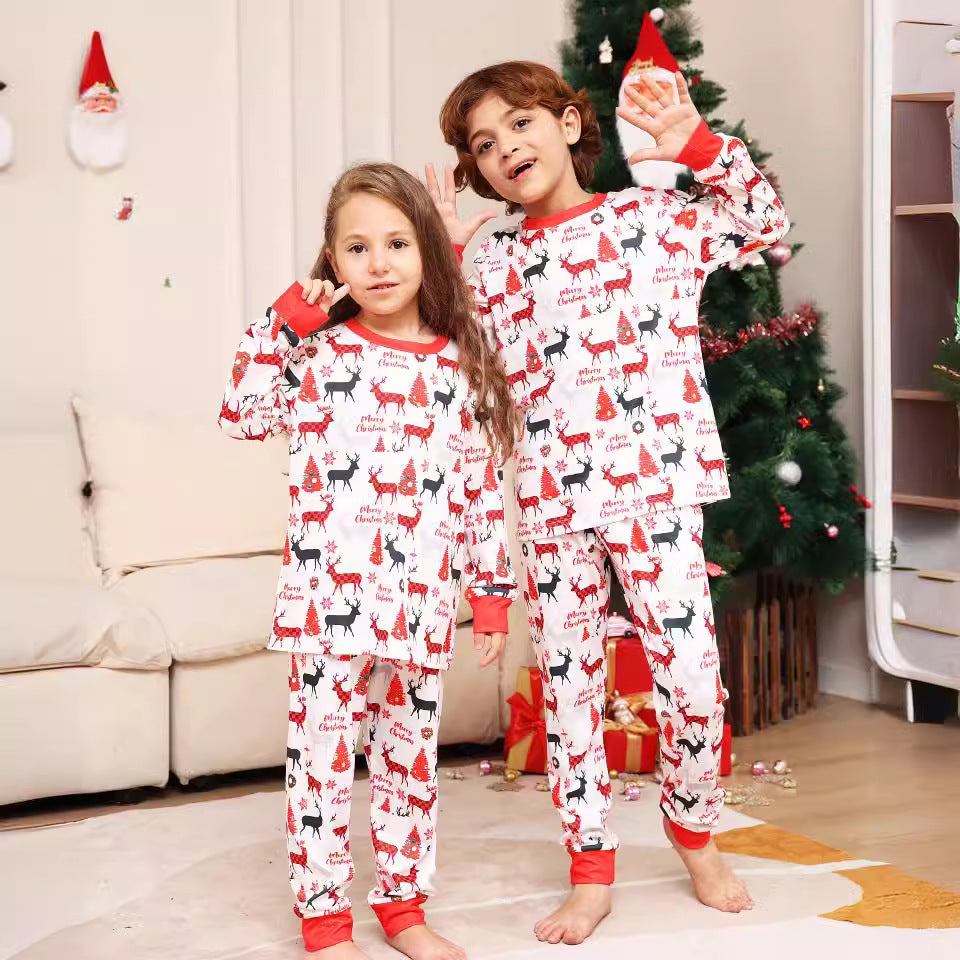 Alphabet Cartoon Deer Parent-child Dress Printed Loungewear Christmas Pajamas