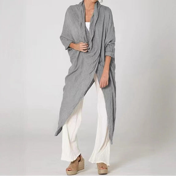 Women's 100% Cotton Crinkle Oversized Duster Shirt