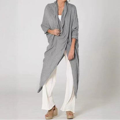 Women's 100% Cotton Crinkle Oversized Duster Shirt