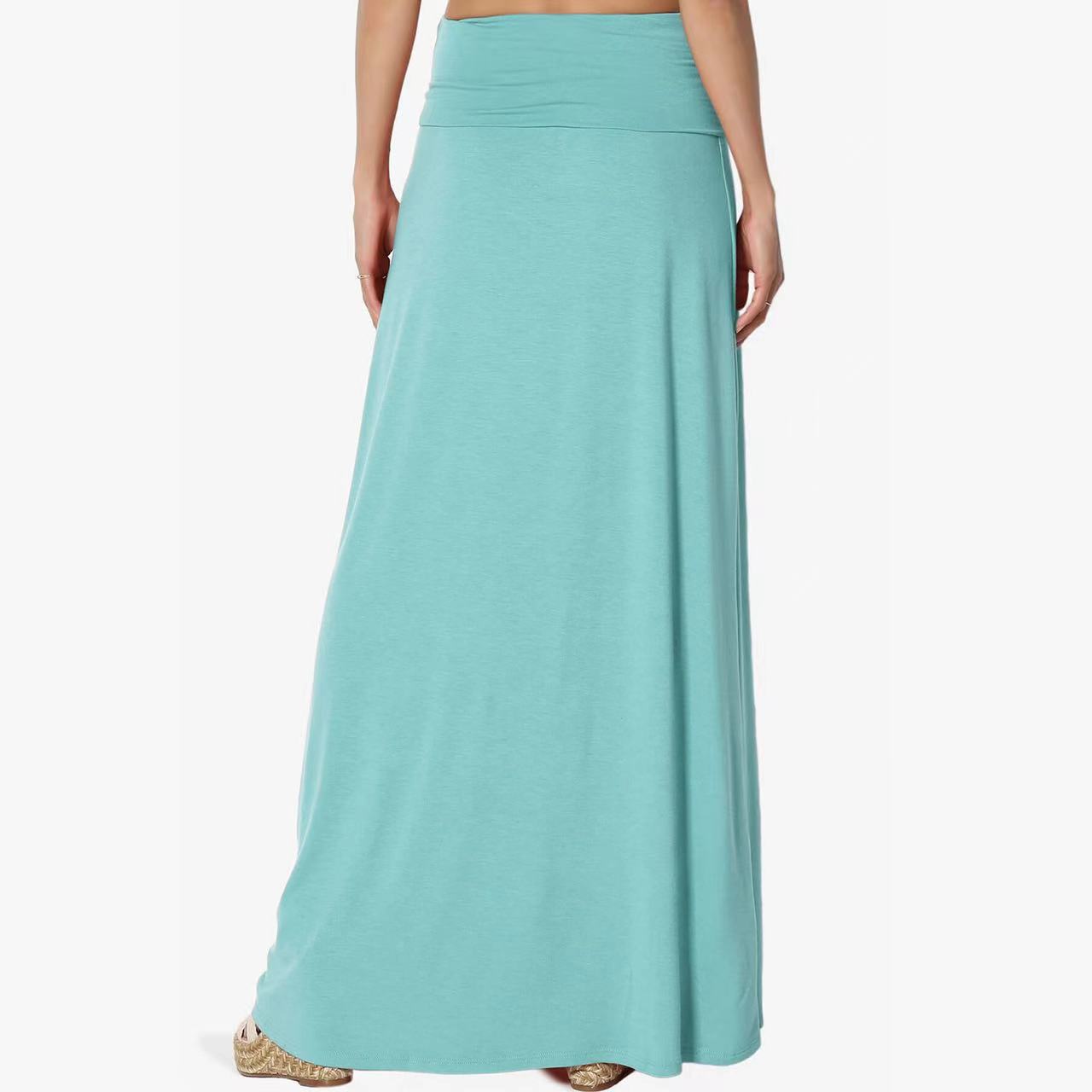 Women's Cotton High Waist Maxi Skirt Solid Casual