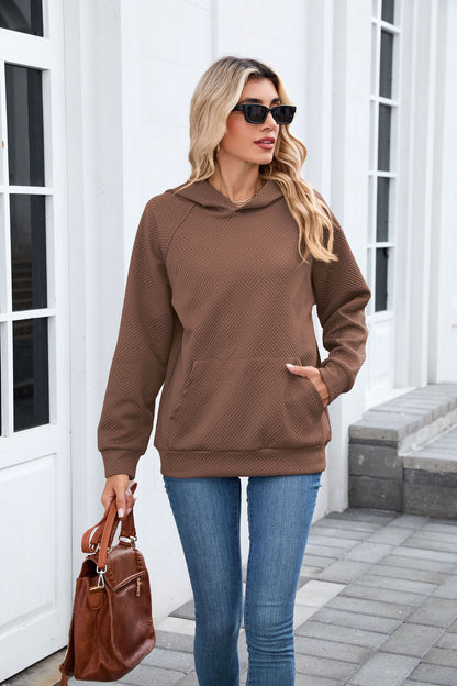 Women's Oversized Textured Hoodie Pullover with Pocket