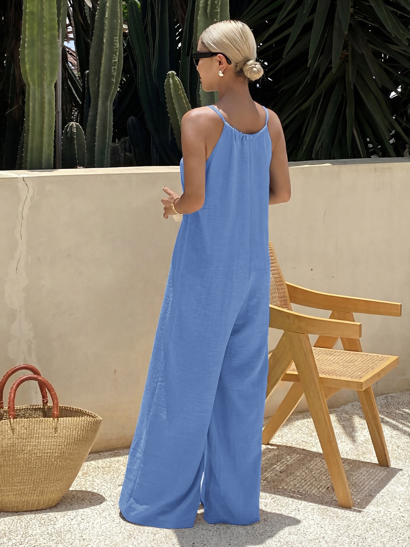Women's Halter Bow Wide Leg Jumpsuit Summer Resort Wear