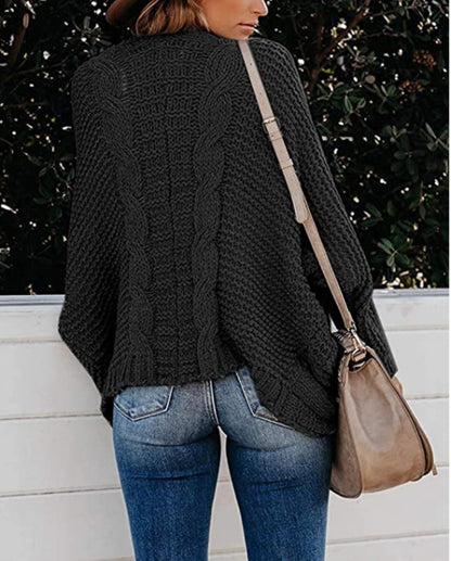 Women's Oversized Chunky Knit Open Front Cardigan Pockets