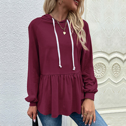 Drawstring Long Sleeve Sweatshirt Pullover