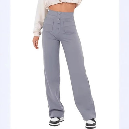 Women's High Waisted Straight Leg Pants with Pockets