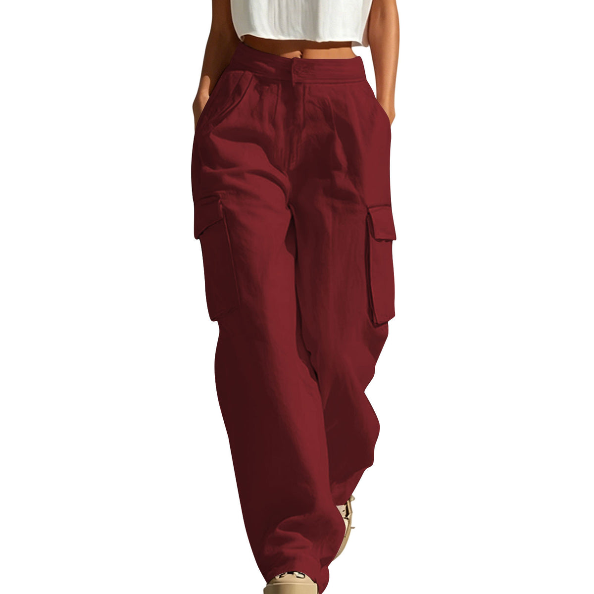 High Waisted Cargo Pants Women Wide Leg Y2K Utility