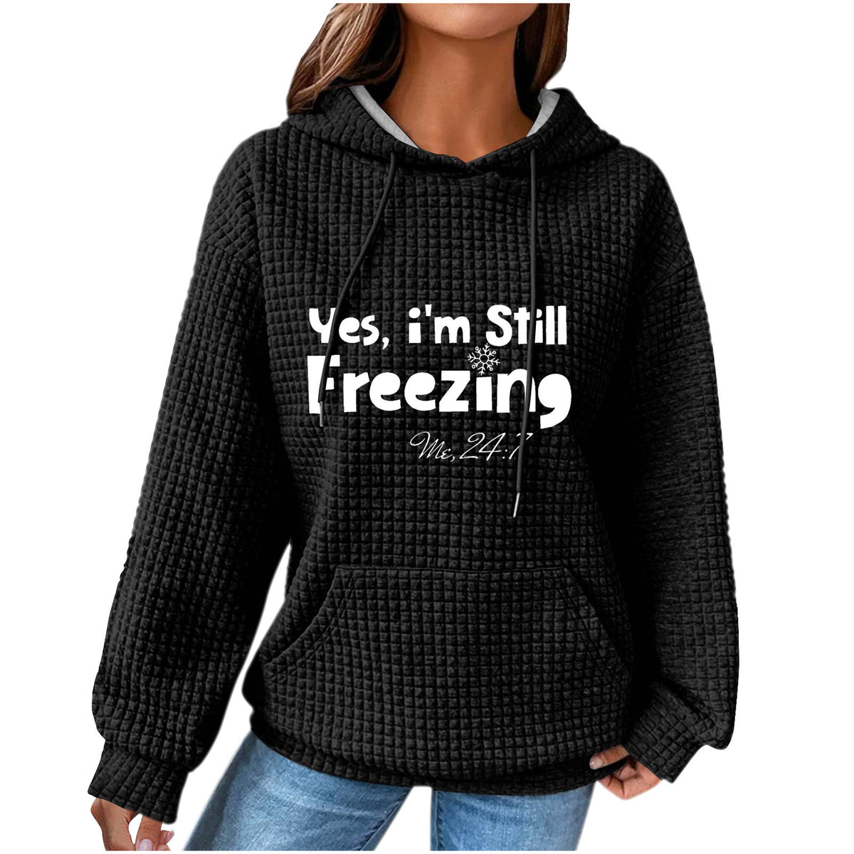 Women's Oversized Waffle Knit Christmas Hoodie