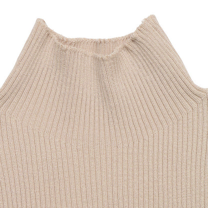 Colorblock Ribbed Mini Dress Mock Neck Flare Sleeve