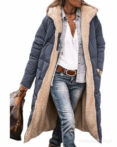 Women's Long Hooded Puffer Coat Sherpa Lined Winter