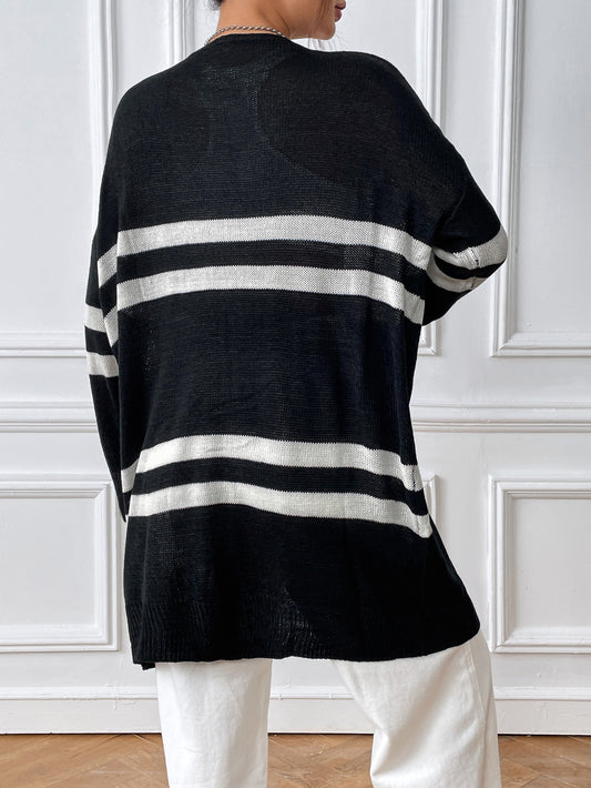 Women's Stripes Contrasting Color Splicing Loose Casual