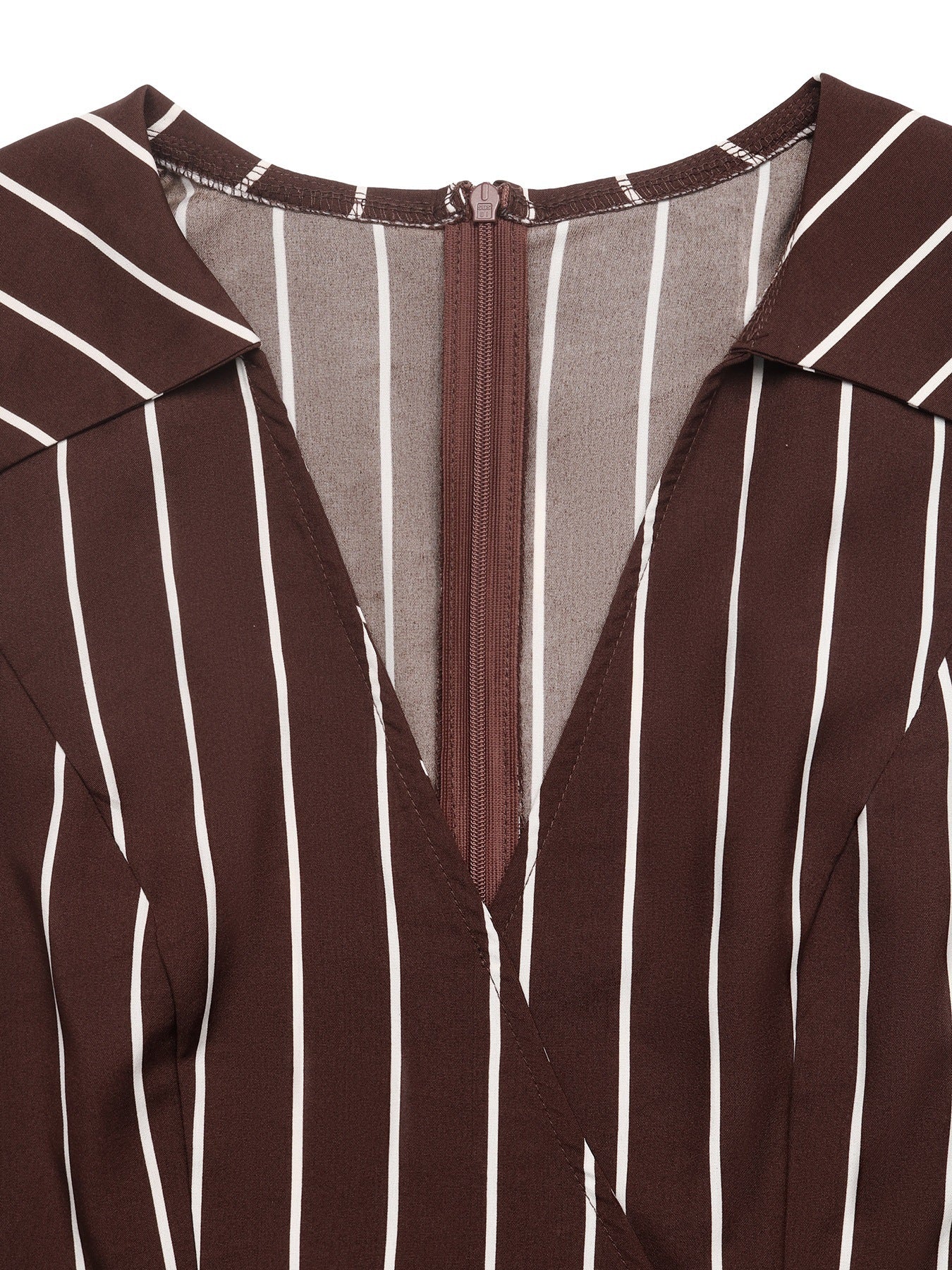 Brown Striped Sleeveless V Neck Romper Chic Summer Playsuit