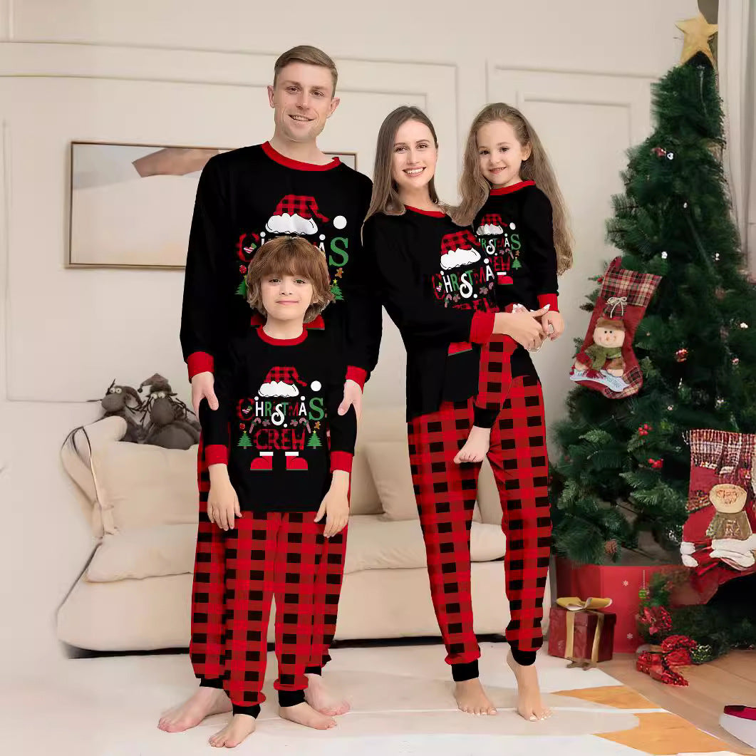 Plaid Alphabet Parent-Child Printed Christmas Pajama Set