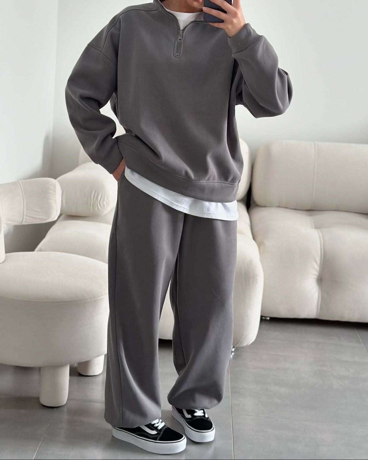 Women's Oversized Half Zip Sweatshirt Sweatpants Lounge Set
