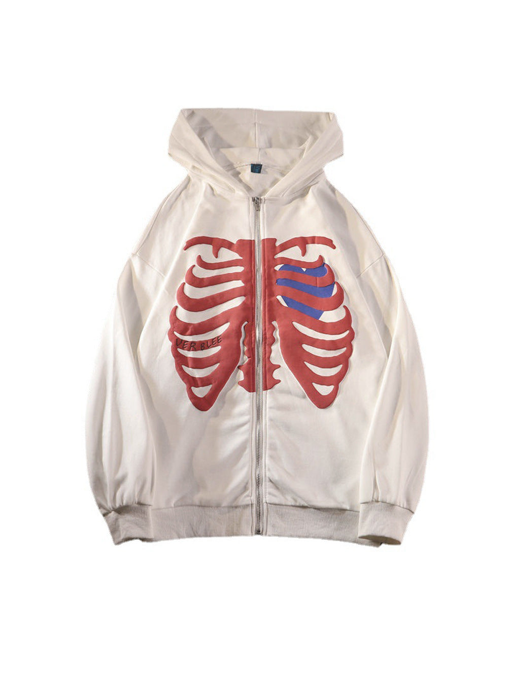 Oversized Skeleton Zip Up Hoodie Women Y2K Graphic