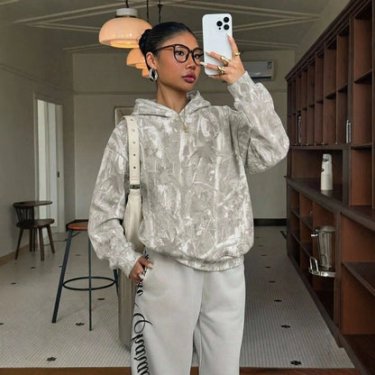 Leopard Print Hoodie Casual Oversized Sweatshirt